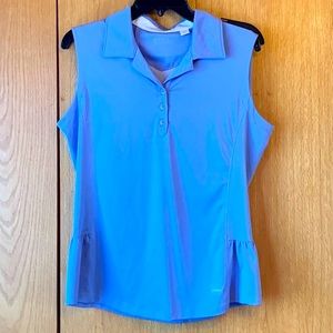 ANNIKA MEDIUM Cutter and Buck blue ruffle hem sleeveless sport top shirt EUC
